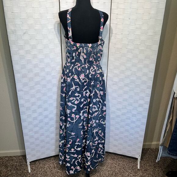 Cabi #5269 Blue Floral Auora Watercolor Halter Maxi Dress Size 8 - Picture 4 of 16